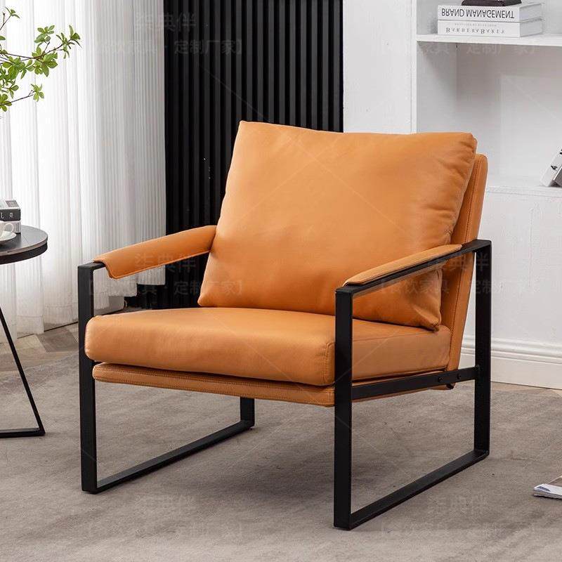 单人沙发铁艺简约客厅阳台卧室接待科技布懒人意式休闲极简皮椅子,淘宝优惠券,粉丝福利购,淘宝优惠卷