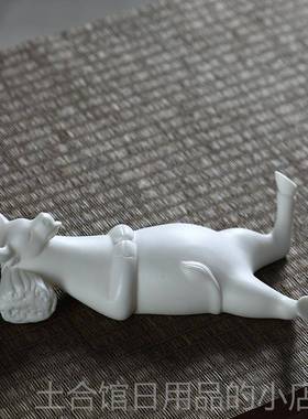 高档泥无瓷界白 创意办书公室牛摆件陶瓷装饰品客厅桌家居软装工