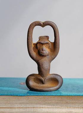 高档铸猿猴 本进口南部铁铁器 生肖猴日年开摆件瓶器马场忠宽文镇