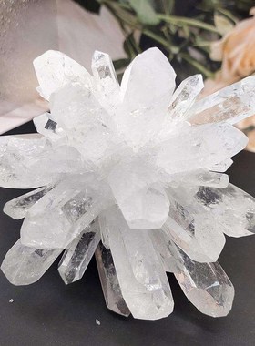 天然白水晶簇能量摆件水晶原石手链消磁净化晶簇鱼缸造景晶簇