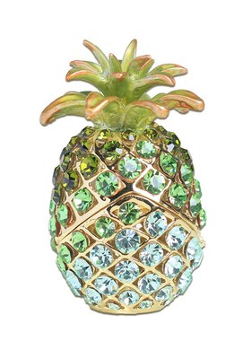 爆款珐琅首饰盒水晶工艺品满钻菠萝凤梨创意家居饰品摆件礼品