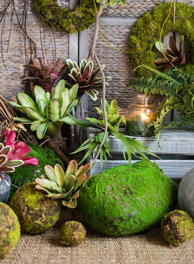 仿真泡沫青苔藓石头摆件花泥插花装饰造景橱窗舞台商场拍摄道具