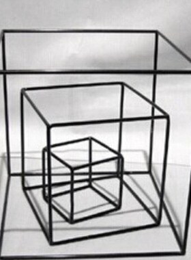 铁丝几何立方体正方体形 简约软装装饰品摆件中式方形框架铁艺