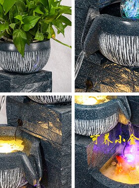 客厅流水和财富饰品循环水现代落地门室内喷泉鱼缸无障碍豪华创意