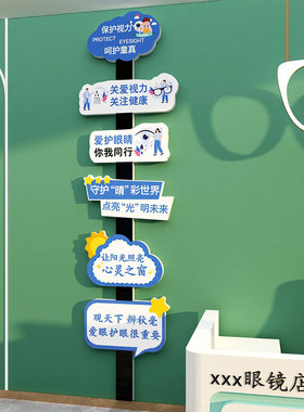 眼镜店装饰品背景形象墙面贴纸画海报爱护眼睛创意广告橱窗玻璃门