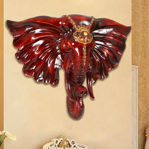 招财大象头壁挂欧式墙壁挂件客厅玄关酒吧沙发背景墙餐厅墙面装饰 - 图1