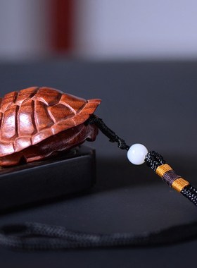 赞比亚血檀木雕富甲天下一方乌龟壳手把件文玩工艺品把玩手工雕刻