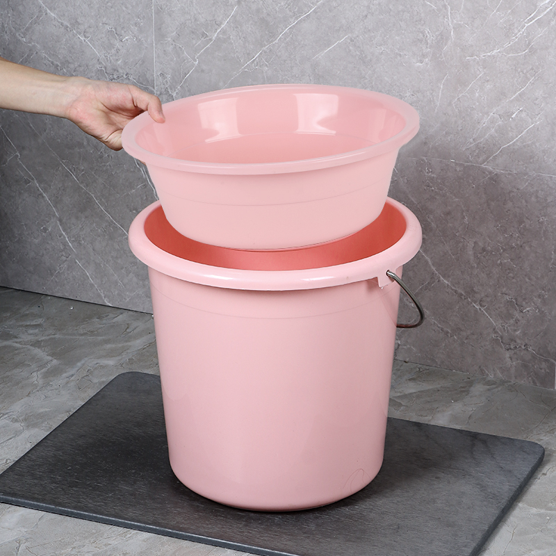 洗澡桶塑料桶圆桶水桶塑料手提家用带盖大号洗衣桶学生宿舍用加厚 - 图1