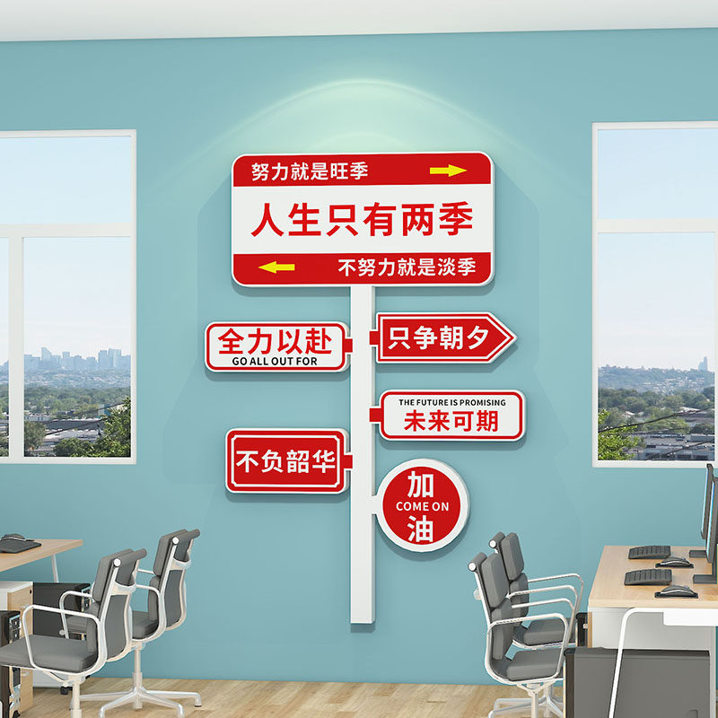 公司企业文化团队励志标语路牌墙贴会议办公室氛围布置墙面装饰画,淘宝优惠券,粉丝福利购,淘宝优惠卷