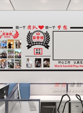 企业团队文化墙办公室装饰公告栏荣誉榜照片墙贴员工风采展示贴纸