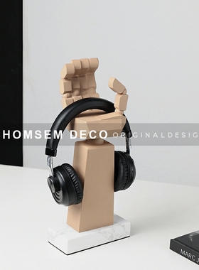 现代书房创意机械手造型收纳架样板间民宿酒店装饰摆件大理石底座