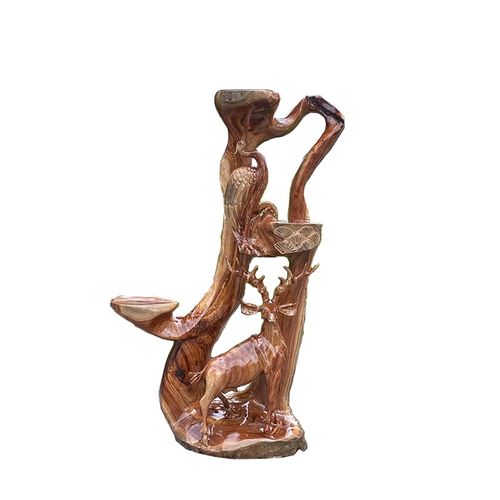 天然实木樟木花架实木盆景落地架木雕工艺品根雕办公室客厅摆件 - 图3