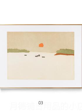正品简现代约北欧宿莫兰迪色小众卧风景油画民文艺装饰画室床头墙