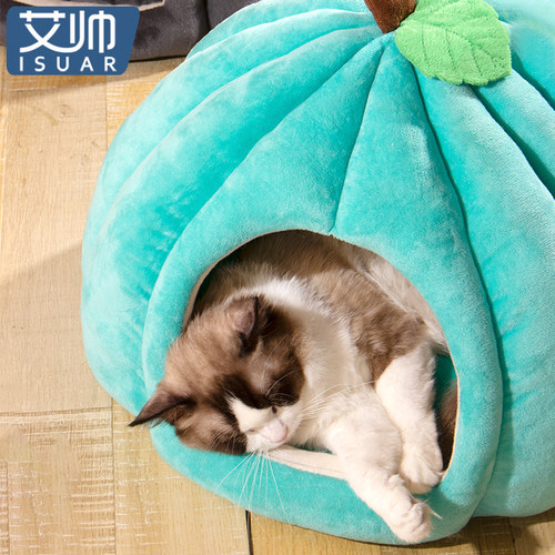 南瓜窝猫窝四季通用狗窝冬季保暖半封闭式睡垫房屋子床宠物咪用品 - 图2
