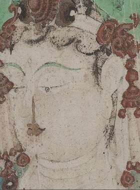 敦煌壁画彩绘159窟西壁南侧文殊普贤菩萨经变图高清微喷装裱饰画