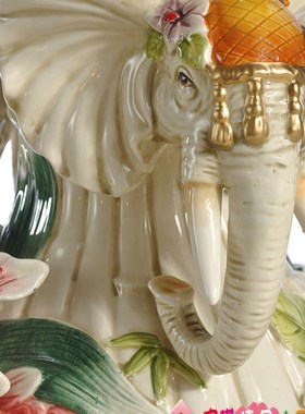 欧式招财大象陶瓷花瓶花器家居饰品結婚礼品摆件婚庆玄关客厅摆件