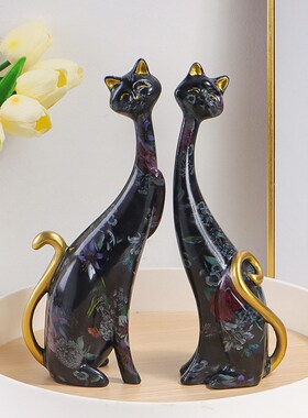 陶瓷动物猫咪阳台屋里 展示柜摆件创意装饰 新房子小物件工艺品