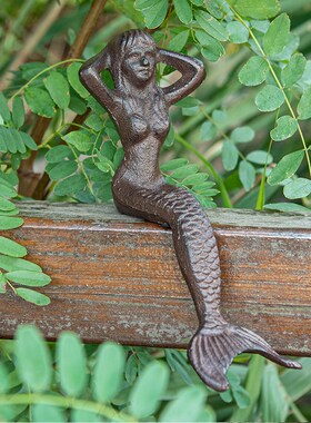 Sungmor 复古美人鱼摆件欧式怀旧雕塑铁艺庭院造景创意装饰工艺品