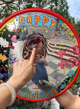 凹凸镜diy广角镜家用装饰道具搞怪镜面摆件哈哈镜彩绘转角镜拍照