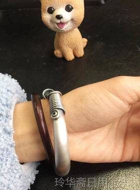 高档定制银匠手工纯民族风覆古银足银99纯圈银手镯9圆肚光实心绕