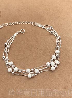 高档999银手錬女ins小纯设2022年新众款手镯女生生日礼计物冷淡风