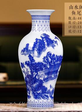 高档景德镇瓷仿器古青瓷花瓶中式家居客陶厅插花装饰电视柜花玄关