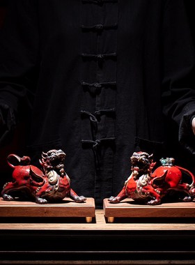 炼器创意陶瓷招财貔貅一对摆件家居客厅装饰摆设店铺开业乔迁礼品