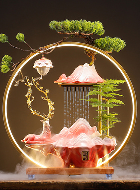 招财流水加湿器鹿生财摆件循环水玄关客厅办公室桌面乔迁新居礼品