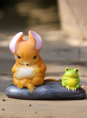 可爱生肖鼠树脂小摆件微景观多肉盆造景装饰品治愈系小物件摆设