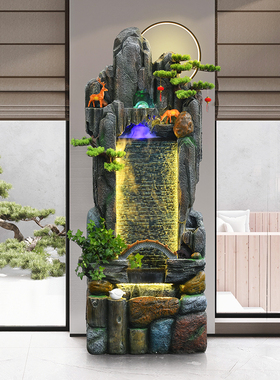 水幕墙客厅大型落地假山循环流水水景办公室屏风落地摆件开业礼品