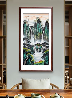 玄关挂画名家手绘竖版过道走廊靠山招财聚宝盆办公室西墙北墙国画