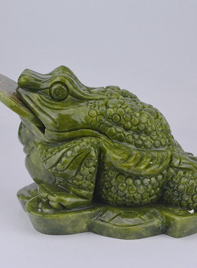 天然白玉金蟾摆件三足蟾蜍客厅开业吉祥物家居酒柜软装饰创意摆设