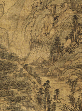 元 黄公望 天池石壁图挂轴条幅卷轴山水画名画微喷书房玄关装饰画