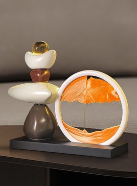 时来运转流沙画摆件酒柜电视柜高级感客厅办公室桌面解压沙漏装饰