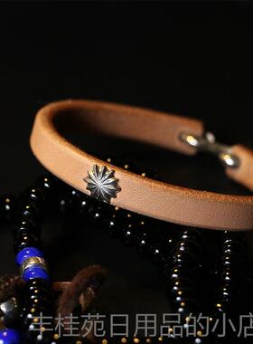 正品休高桥吾郎进口本枥木鞍革植鞣925纯一银钩皮手环手革日镯