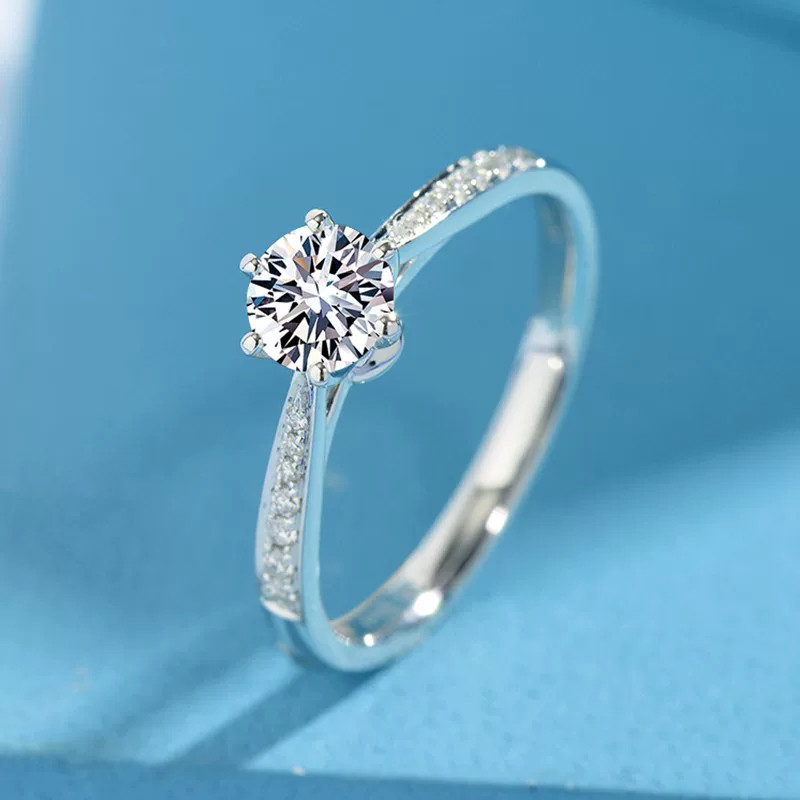 Micro-set six-claw diamond ring for women, one carat natural diamond GIA wedding proposal ring for girlfriend and wife on Chinese Valentine's Day