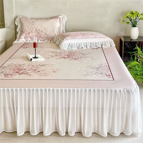 2025新款A类高端冰丝凉席床裙三件套法式浪漫公主风床罩空调软席 - 图0