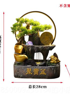 正品中聚宝盆流水摆件循水客公环厅电视柜桌面风水轮式办室招财装