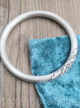 正品足银999复古文手艺手哑工纯银手镯光民闭口牡丹花女款族风定