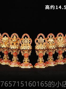 高档尔美尼泊手像工艺加厚实尔心景泰蓝吉祥八宝佛八吉祥摆件高14