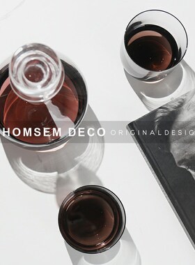 现代样板间钉帽渐变玻璃酒具套装售楼处客厅餐桌吧台酒柜装饰摆件