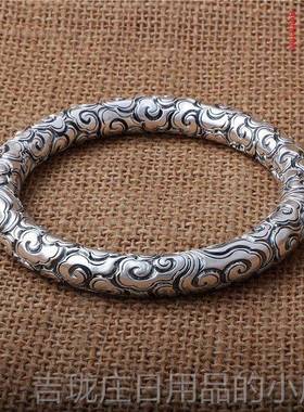 正品王纯银环手环全999纯银手工男士图案美猴金手情侣定海神针