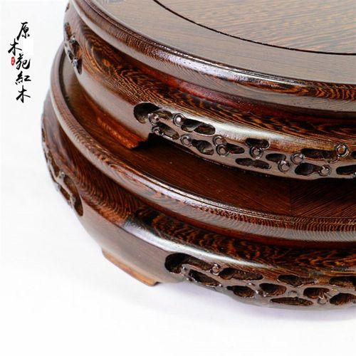 红木盆景底座 实木花瓶底座木雕原木摆件鱼缸工艺品底托鸡翅木 - 图0