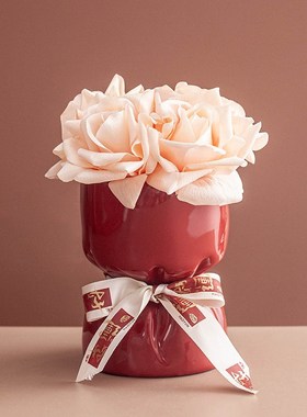 创意花瓶摆件客厅桌面入户玄关电视柜前台红色喜庆乔迁新居装饰品