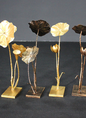 仿真荷叶铁艺荷花莲花摆件落地装饰庭院水池水景雕塑园林微景观