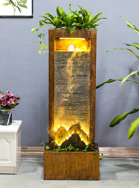 水幕墙流水屏风办公室客厅玄关景观喷泉装饰品电视柜旁边落地摆件