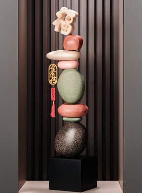 入门玄关壁龛石来运转暖居摆件高端大气客厅电视柜旁大摆设装饰品