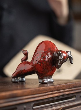 陶瓷牛气冲天摆件创意家居客厅办公室招财生肖牛桌面装饰工艺礼品