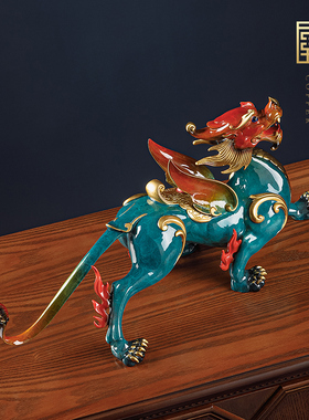 黄铜貔貅招财摆件一对中式客厅玄关装饰品领导办公室桌工艺品礼品