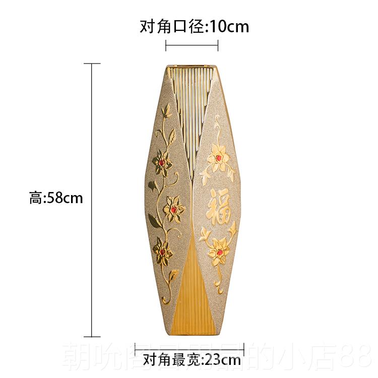 高档0c 落视地陶瓷大花瓶 欧式花瓶摆件大6号客m厅电柜玄关金色插 - 图2